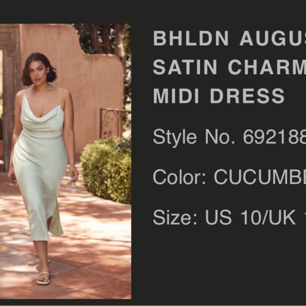 BHLDN (Anthropologie) August Satin Charmeuse Midi Dress in Light Green